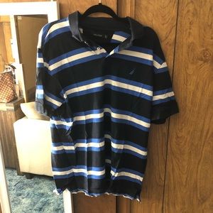 Nautica Polo- Blue and Striped- Size XL